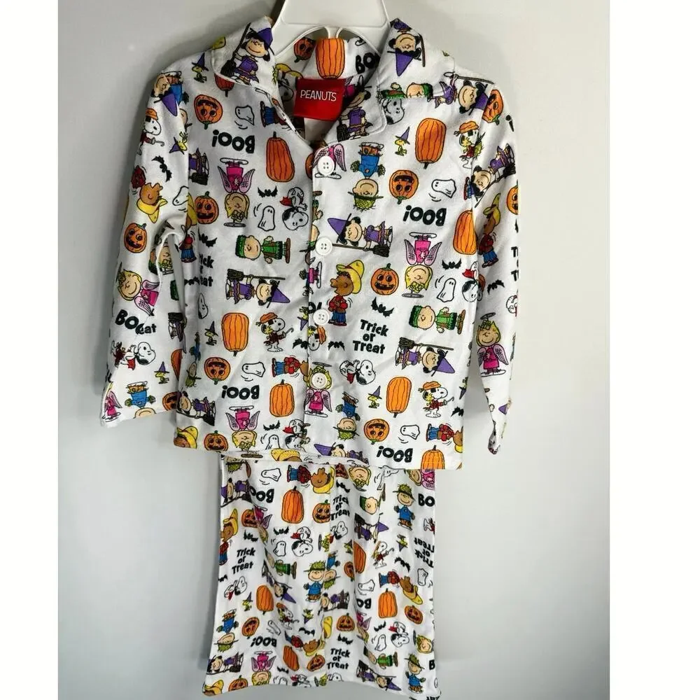 Peanuts Halloween Button down Pajamas‎ Two Pieces Set 3T NWT